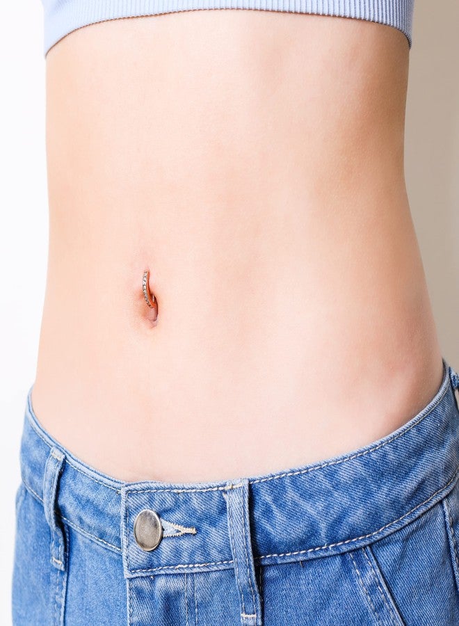 SHINYY 2 Piece Belly Button Ring for Women Surgical Steel Cubic Zirconia Navel Clicker Body Piercing Jewelry (Rose Gold) - Image 4